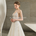 Neues Design Wunderschönes Luxuskristall -Spitzen -applizierte muslimische Ballkleid Hochzeitskleid Luxus